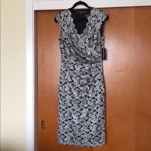 Jessica Howard black and silver sequins lace dress